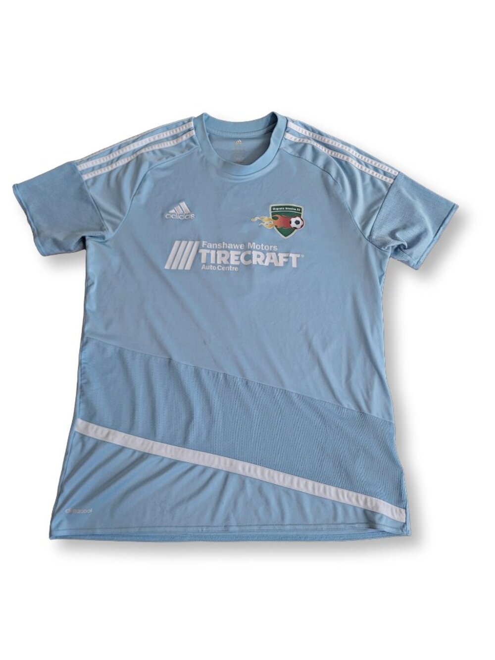 Adidas Light Blue Athletic Soccer Jersey Sports Top (L)